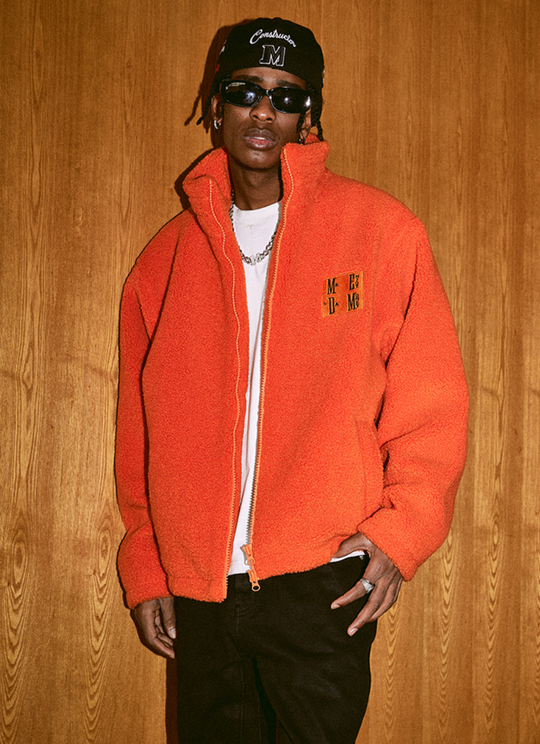 MEDM Logo Embroidered Sherpa Fleece Boa Jacket | Face 3 Face