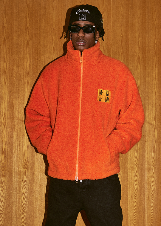 MEDM Logo Embroidered Sherpa Fleece Boa Jacket | Face 3 Face