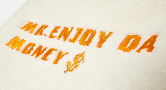 MEDM Logo Embroidered Sherpa Fleece Boa Jacket | Face 3 Face