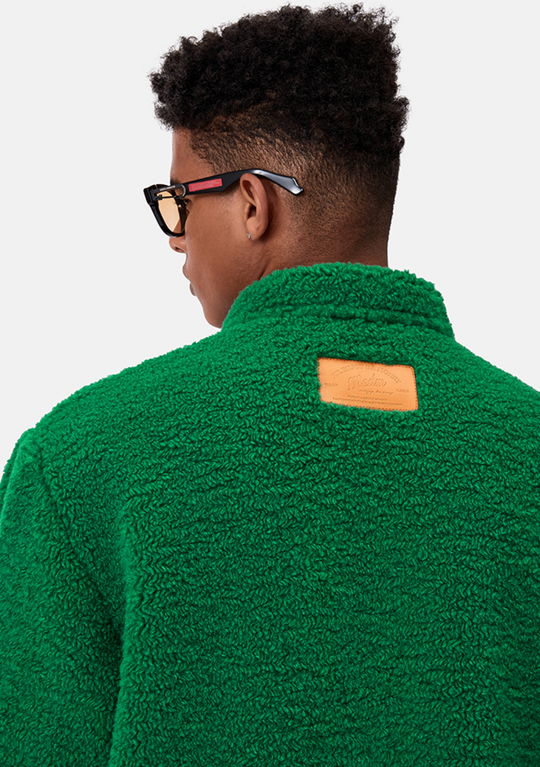 MEDM Logo Letters Embroidered Sherpa Fleece Boa Jacket | Face 3 Face