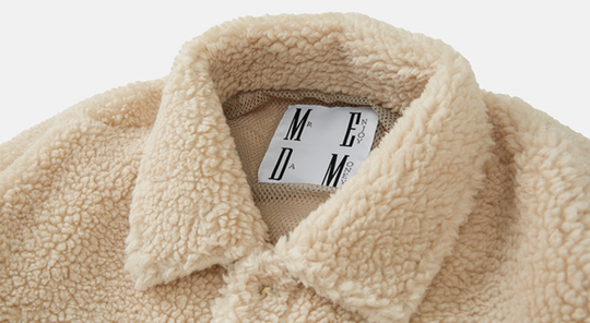 MEDM Logo Letters Embroidered Sherpa Fleece Boa Jacket | Face 3 Face
