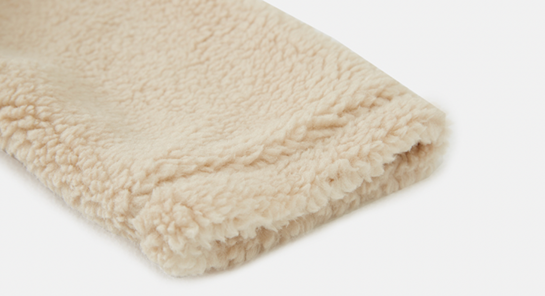 MEDM Logo Letters Embroidered Sherpa Fleece Boa Jacket | Face 3 Face