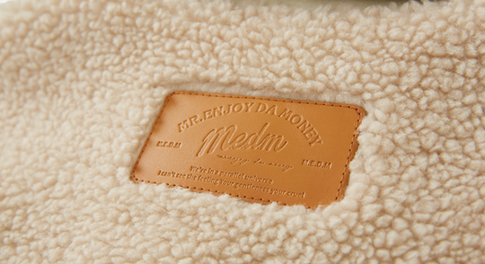 MEDM Logo Letters Embroidered Sherpa Fleece Boa Jacket | Face 3 Face