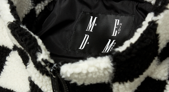 MEDM Checkerboard Sherpa Fleece Boa Pullover Jacket | Face 3 Face