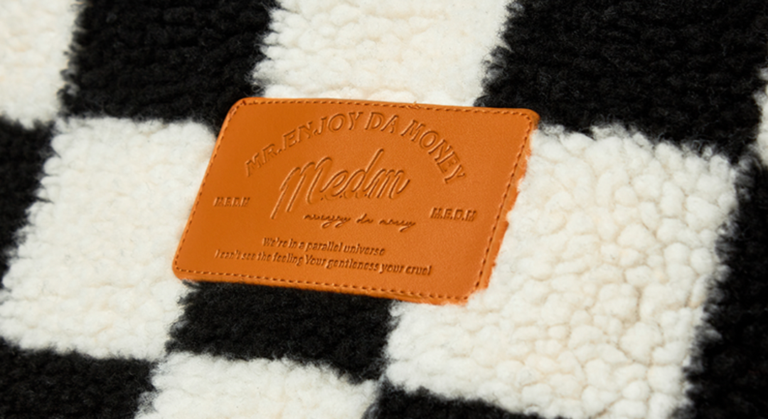 MEDM Checkerboard Sherpa Fleece Boa Pullover Jacket | Face 3 Face