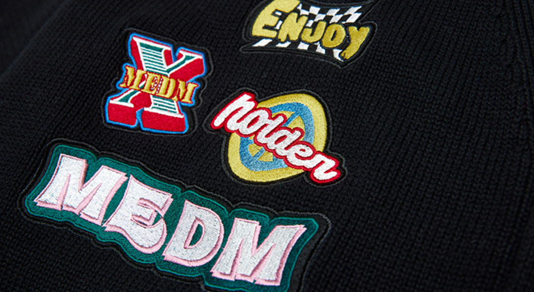 MEDM Embroidered Badge Knit Sweater Cardigan | Face 3 Face