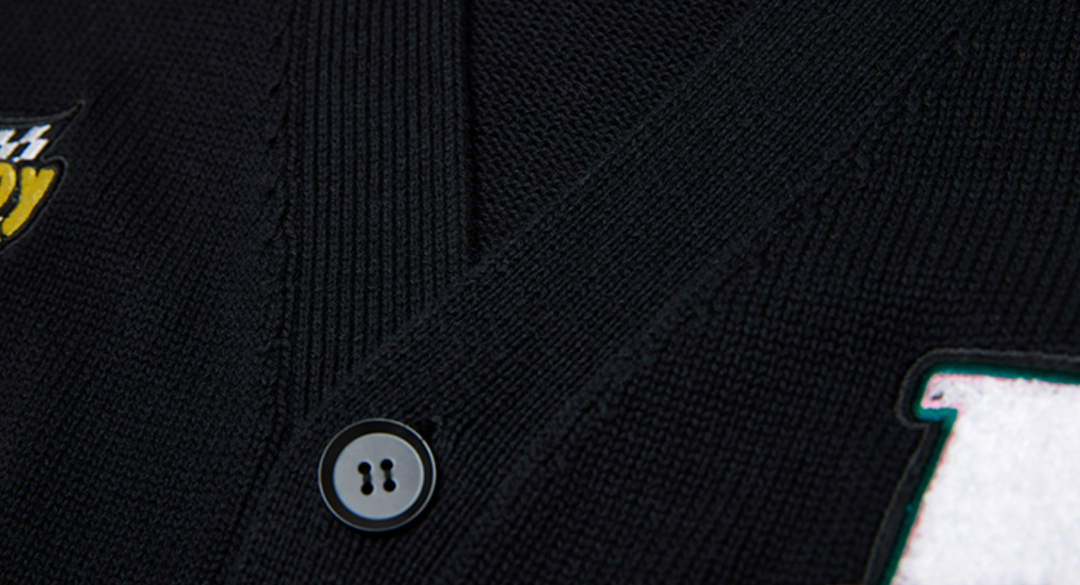 MEDM Embroidered Badge Knit Sweater Cardigan | Face 3 Face