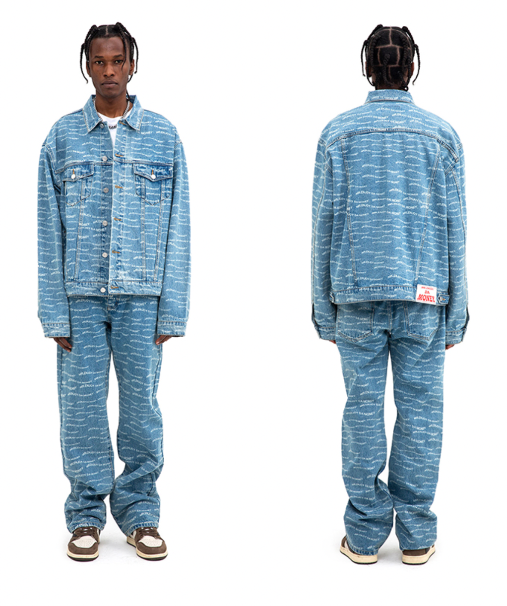 MEDM Full Print Logo Denim Jacket | Face 3 Face