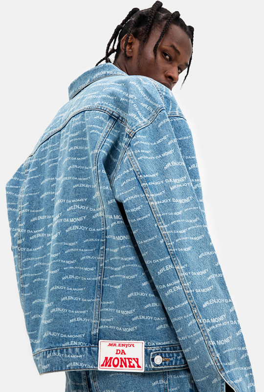 MEDM Full Print Logo Denim Jacket | Face 3 Face