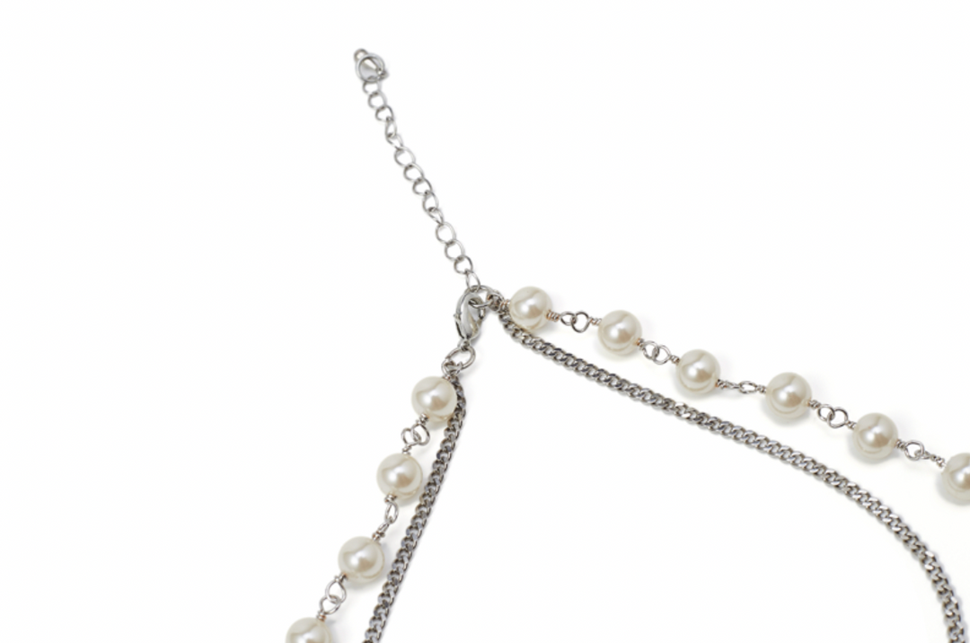 NboStore Pearl Stitching Red Gemstone Necklace | Face 3 Face