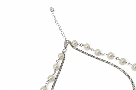 NboStore Pearl Stitching Red Gemstone Necklace | Face 3 Face