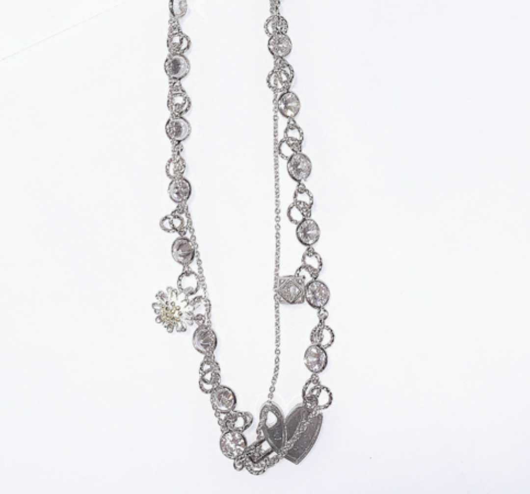 NboStore Zirconia Daisy couple Necklace | Face 3 Face