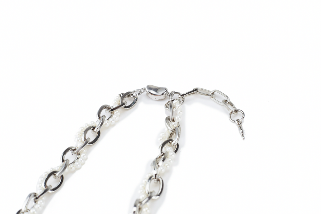 NboStore Cyberpunk Twisted Splicing Pearl Necklace | Face 3 Face