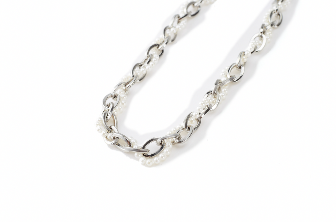 NboStore Cyberpunk Twisted Splicing Pearl Necklace | Face 3 Face