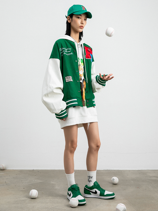 PRBLMS Three-Dimensional Embroidery Varsity Jacket | Face 3 Face
