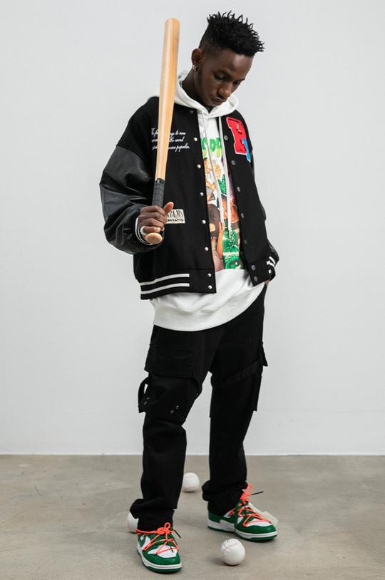 PRBLMS Three-Dimensional Embroidery Varsity Jacket | Face 3 Face