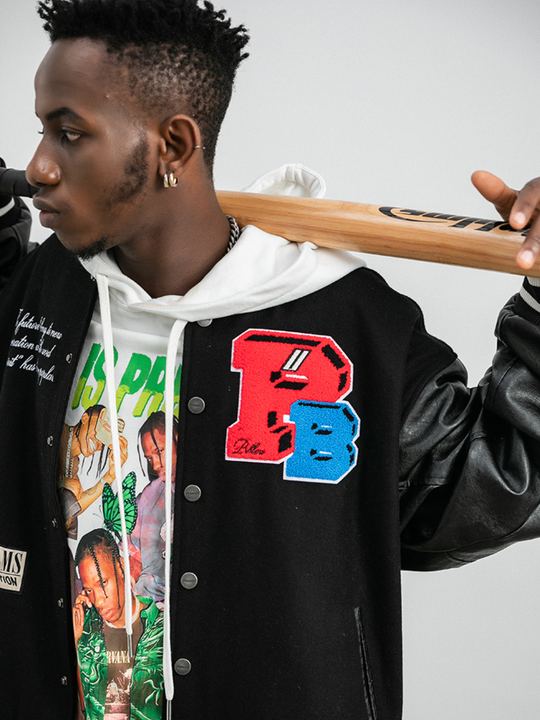 PRBLMS Three-Dimensional Embroidery Varsity Jacket | Face 3 Face