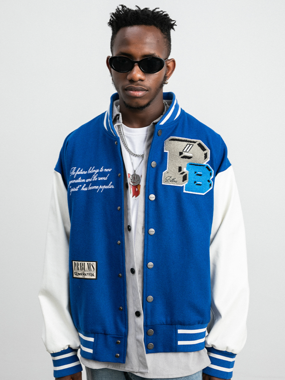 PRBLMS Three-Dimensional Embroidery Varsity Jacket | Face 3 Face