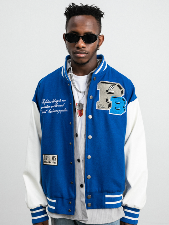 PRBLMS Three-Dimensional Embroidery Varsity Jacket | Face 3 Face