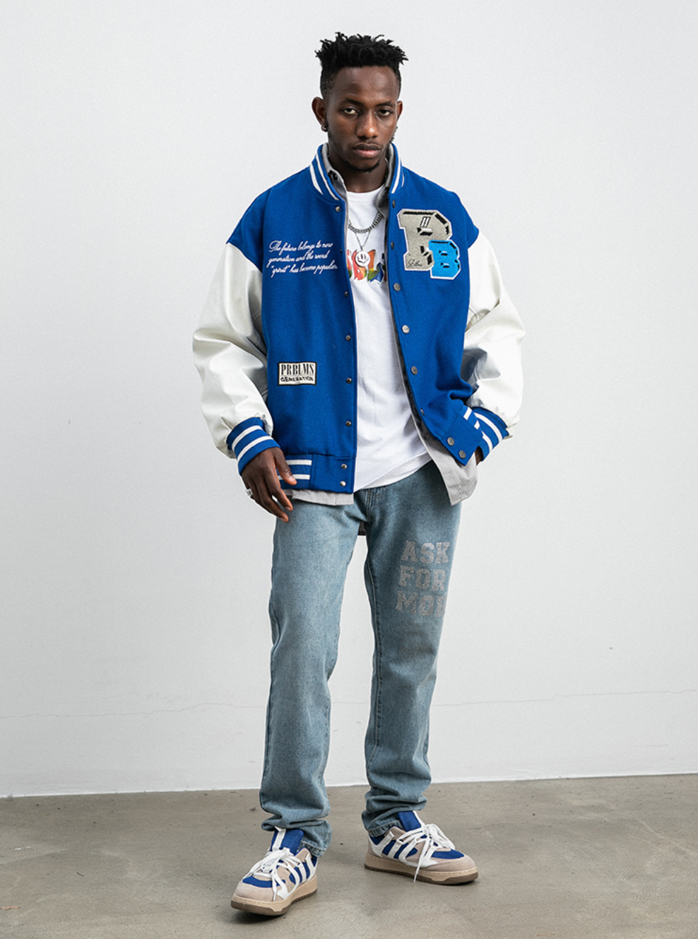 PRBLMS Three-Dimensional Embroidery Varsity Jacket | Face 3 Face