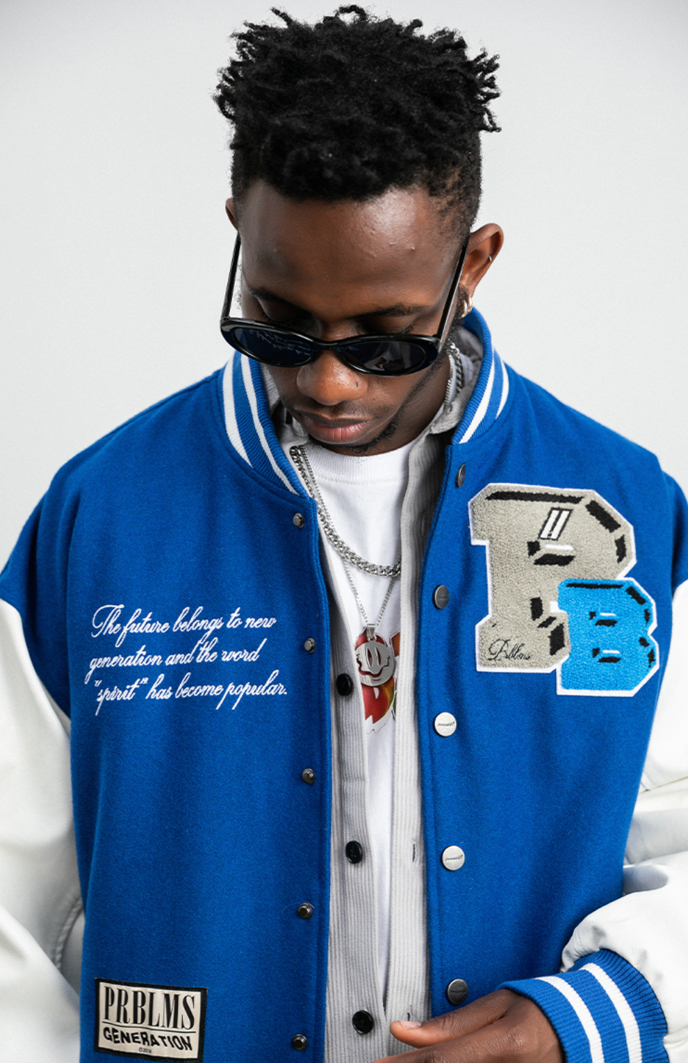 PRBLMS Three-Dimensional Embroidery Varsity Jacket | Face 3 Face
