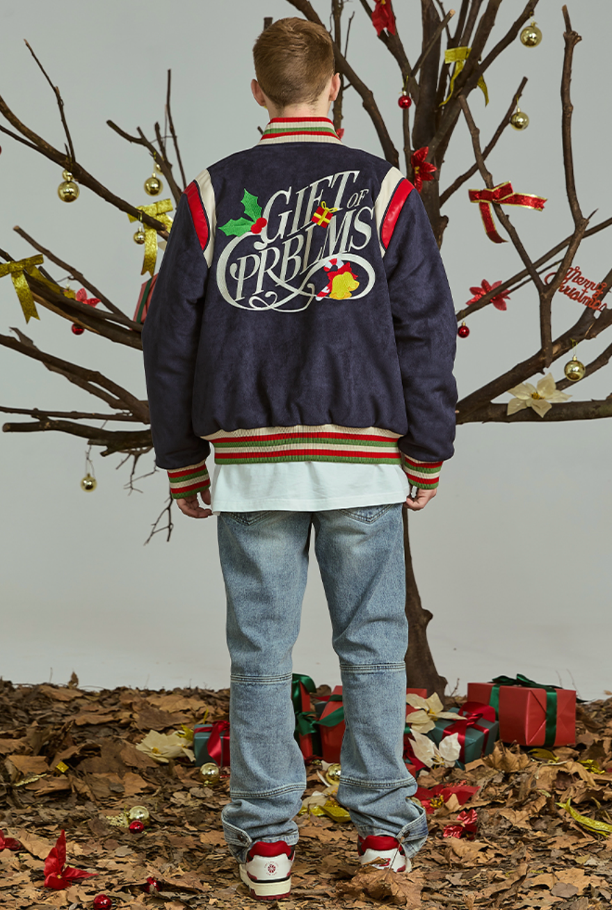 PRBLMS Logo Suede Varsity Jacket | Face 3 Face