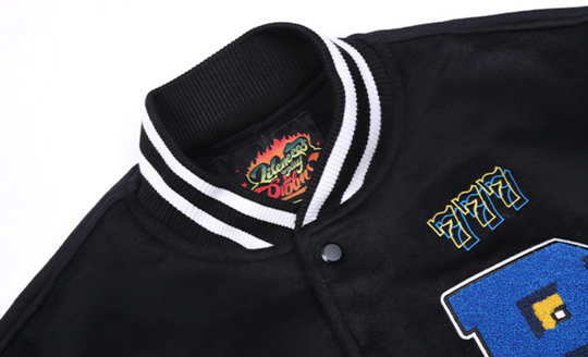 PRBLMS Dice Pattern Embroidered Varsity Jacket | Face 3 Face