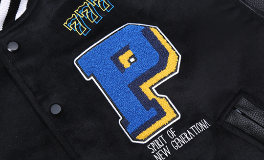 PRBLMS Dice Pattern Embroidered Varsity Jacket | Face 3 Face