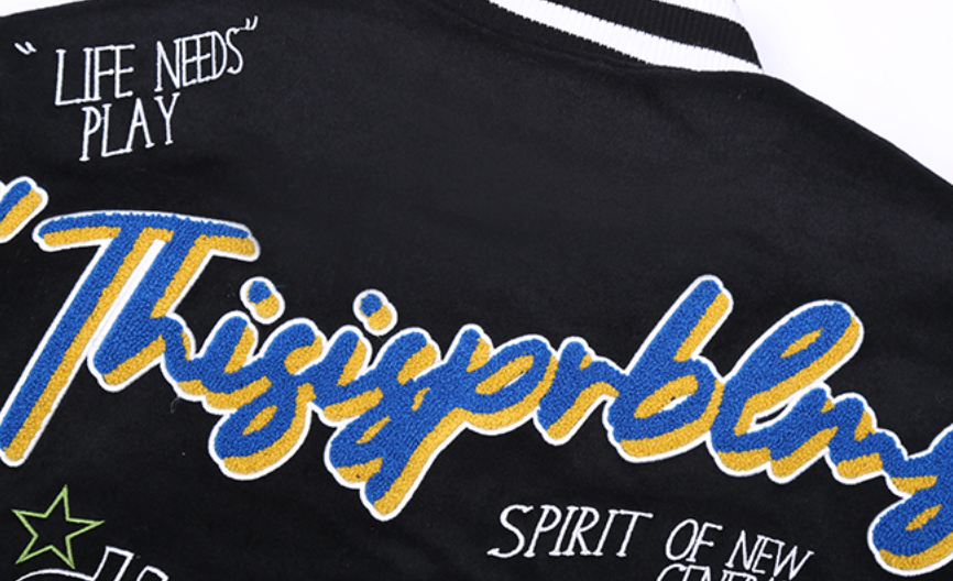 PRBLMS Dice Pattern Embroidered Varsity Jacket | Face 3 Face