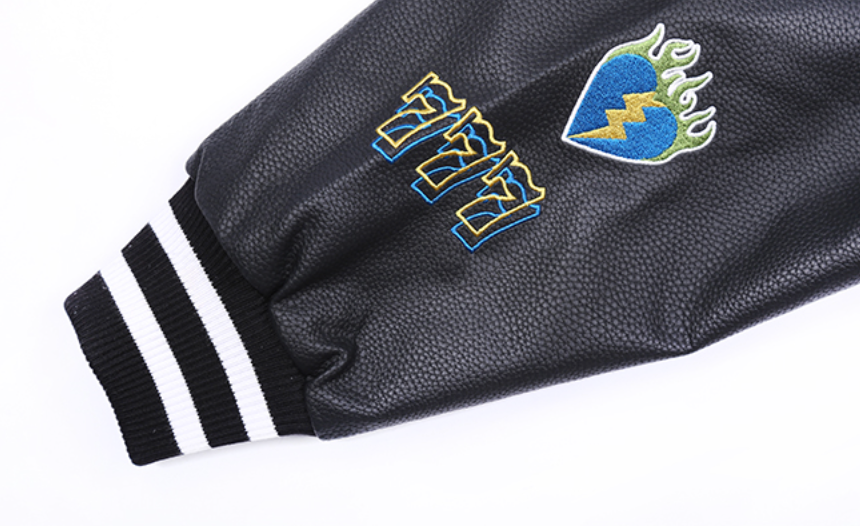 PRBLMS Dice Pattern Embroidered Varsity Jacket | Face 3 Face