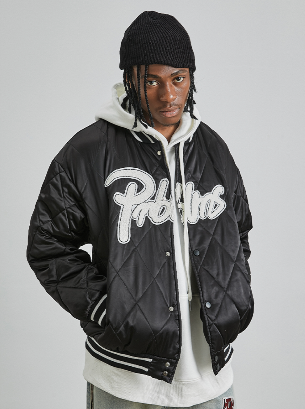 PRBLMS LOGO Embroidery Mercerized Quilted Jacket | Face 3 Face