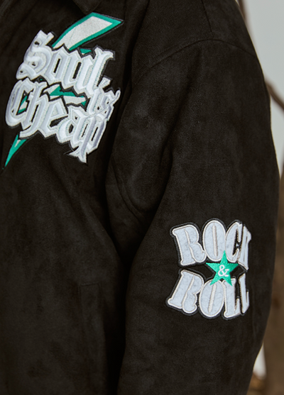 PRBLMS Flash Fire LOGO Embroidery Suede Varsity Jacket