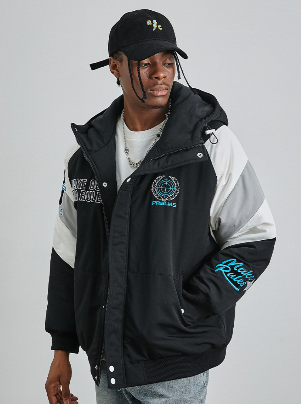 PRBLMS LOGO Embroidered Hooded Jacket | Face 3 Face