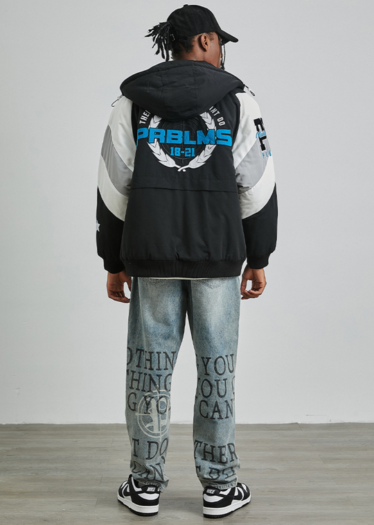 PRBLMS LOGO Embroidered Hooded Jacket | Face 3 Face