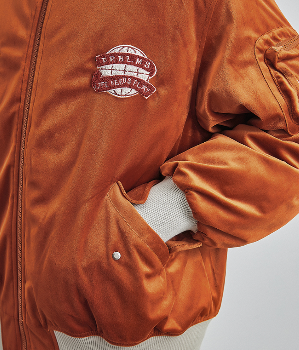 PRBLMS Logo Patch Velvet Flight Jacket | Face 3 Face