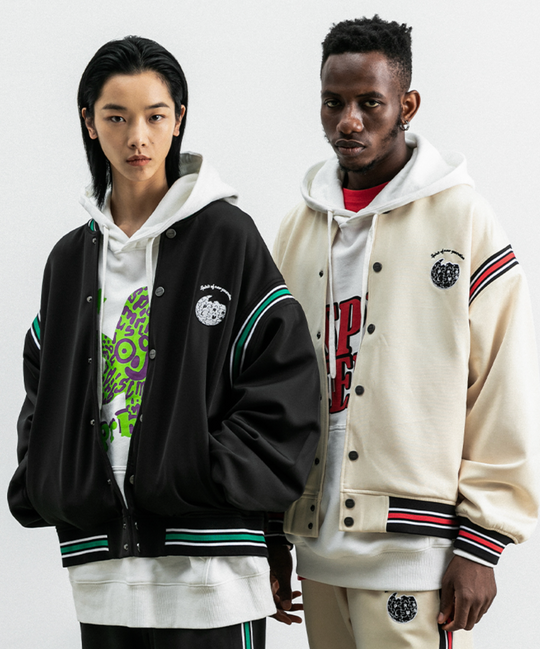 PRBLMS Earth Puzzle Baseball Jacket | Face 3 Face