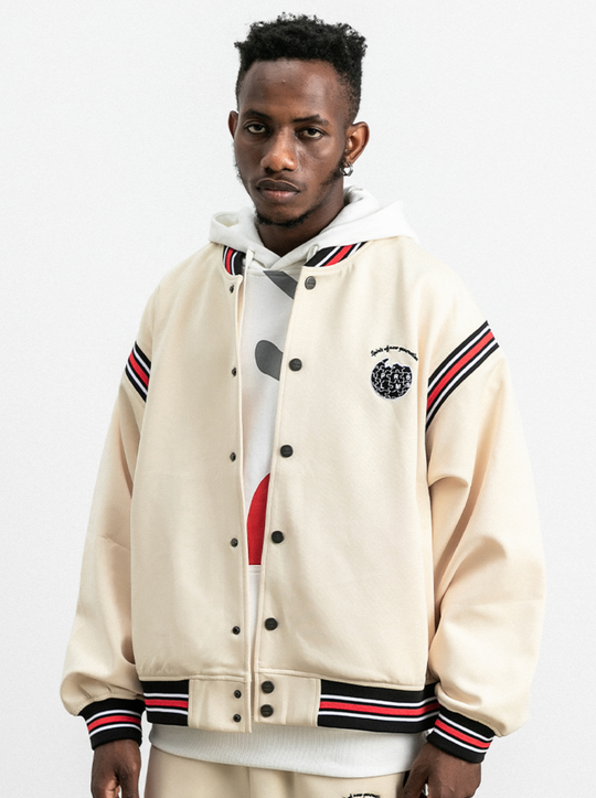 PRBLMS Earth Puzzle Baseball Jacket | Face 3 Face