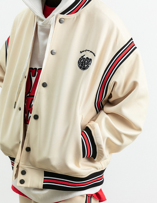 PRBLMS Earth Puzzle Baseball Jacket | Face 3 Face