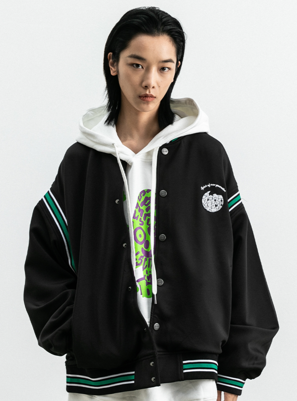 PRBLMS Earth Puzzle Baseball Jacket | Face 3 Face