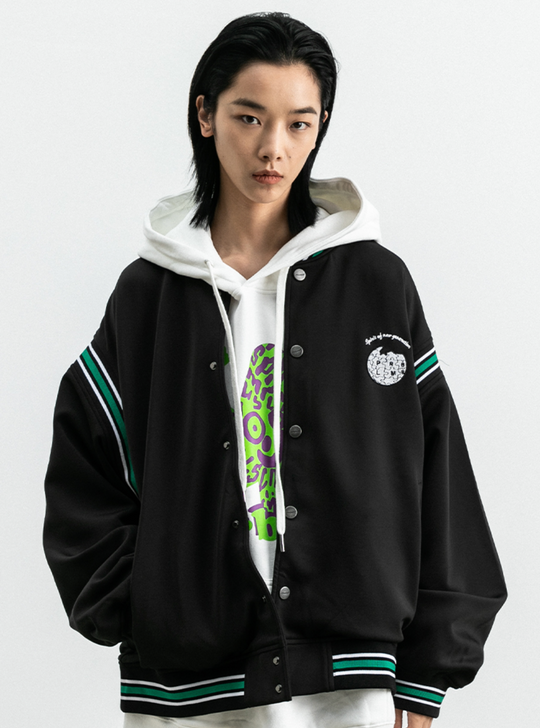 PRBLMS Earth Puzzle Baseball Jacket | Face 3 Face