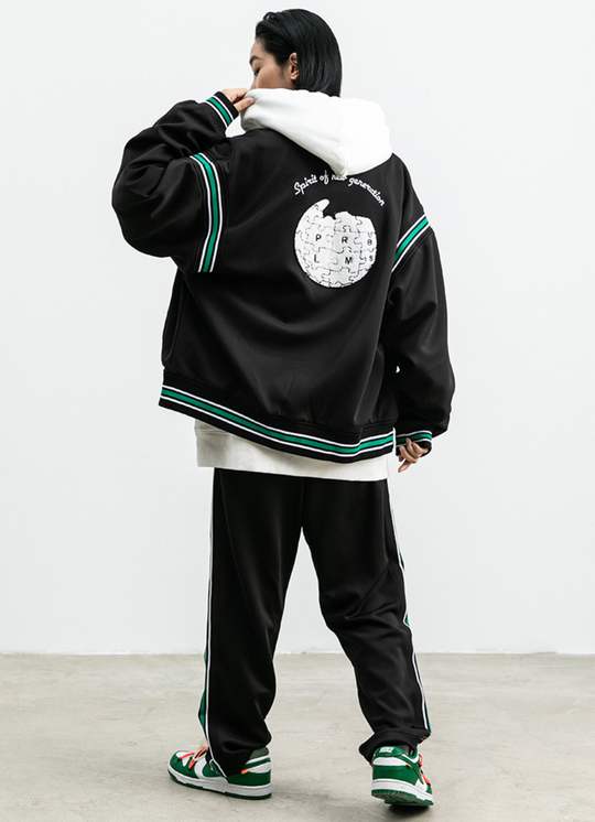 PRBLMS Earth Puzzle Baseball Jacket | Face 3 Face