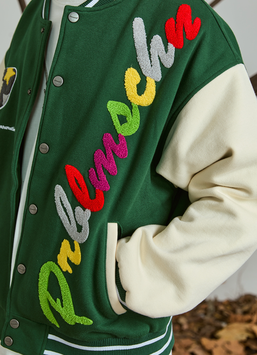 PRBLMS Rainbow LOGO Embroidered Varsity Jacket | Face 3 Face