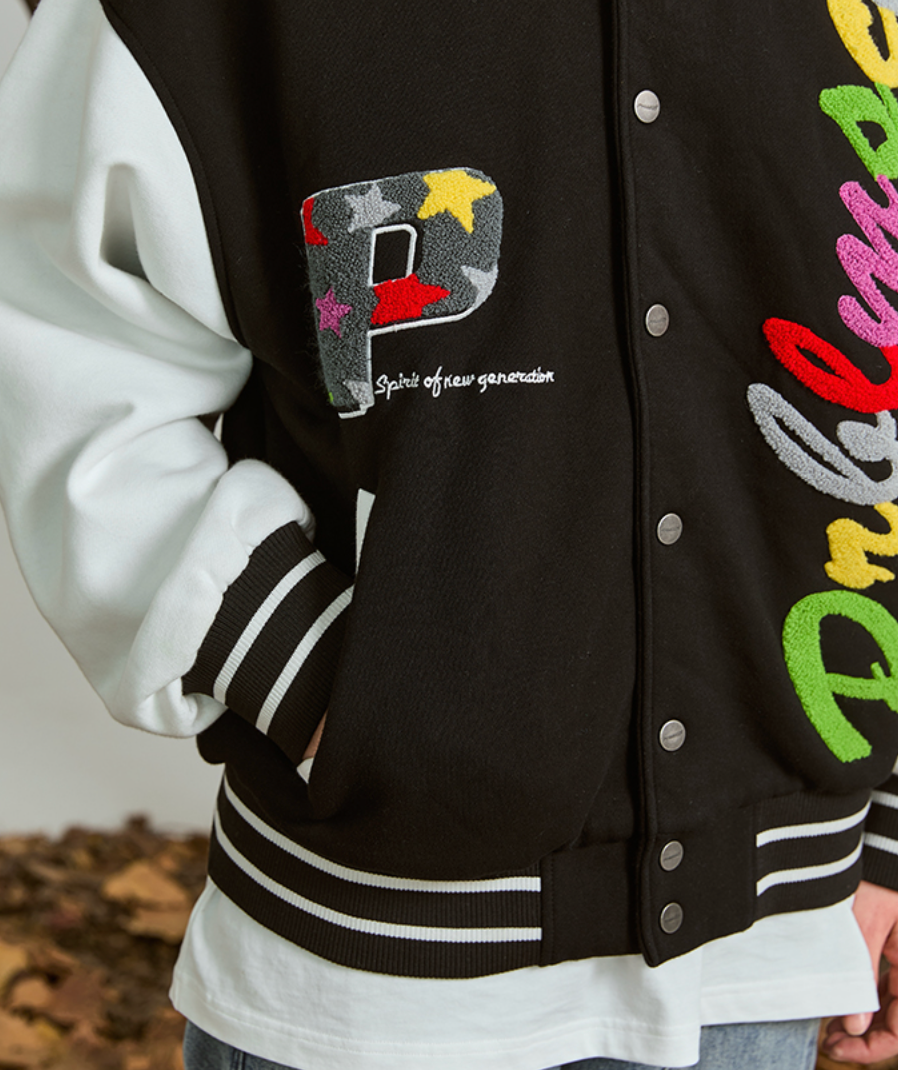 PRBLMS Rainbow LOGO Embroidered Varsity Jacket | Face 3 Face