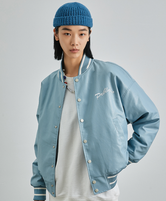 PRBLMS Big LOGO Leather Baseball Jacket | Face 3 Face