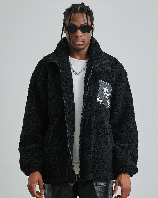 PRBLMS Rubber Label Sherpa Fleece Jacket | Face 3 Face