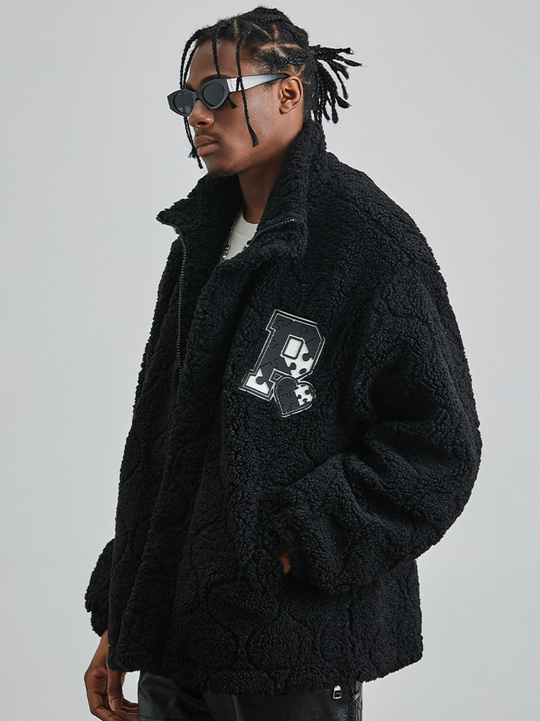 PRBLMS Rubber Label Sherpa Fleece Jacket | Face 3 Face