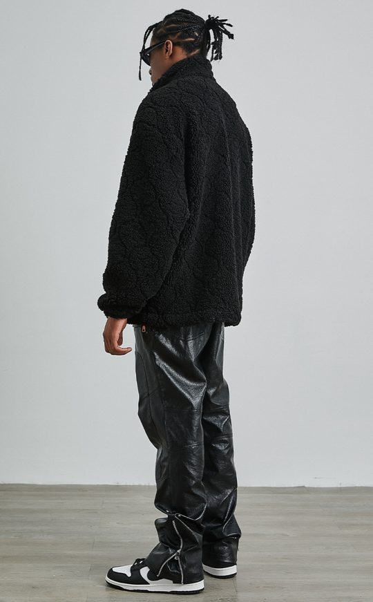 PRBLMS Rubber Label Sherpa Fleece Jacket | Face 3 Face