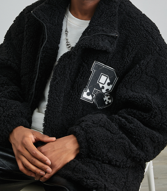 PRBLMS Rubber Label Sherpa Fleece Jacket | Face 3 Face