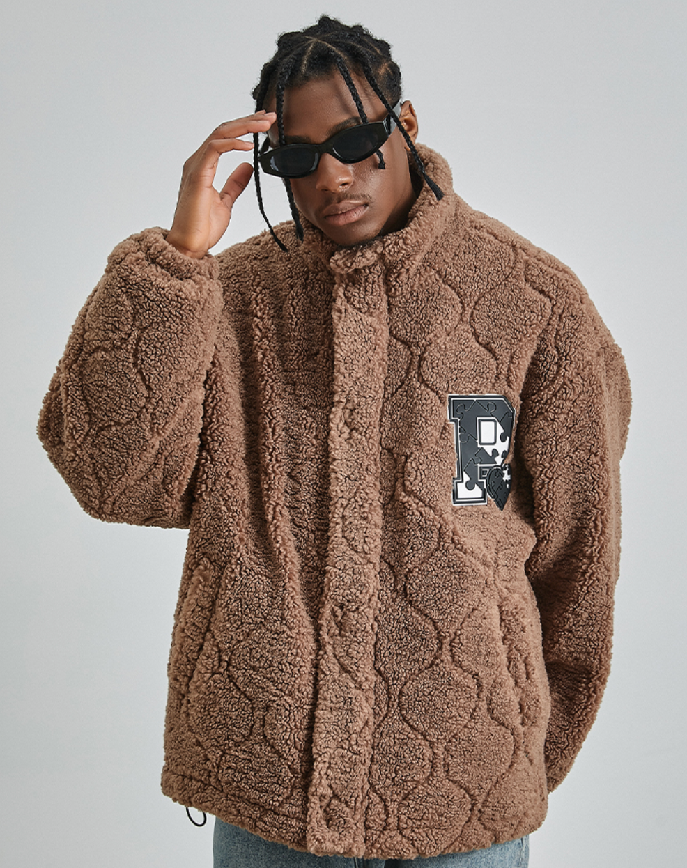 PRBLMS Rubber Label Sherpa Fleece Jacket | Face 3 Face