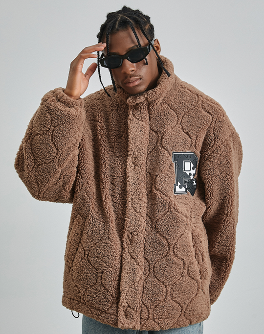 PRBLMS Rubber Label Sherpa Fleece Jacket | Face 3 Face